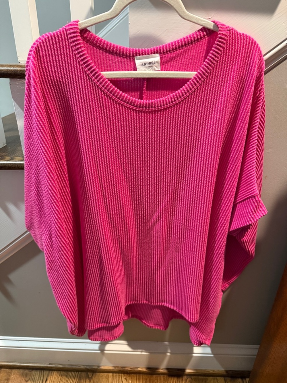Andree Vibrant Pink Ribbed Knit Top